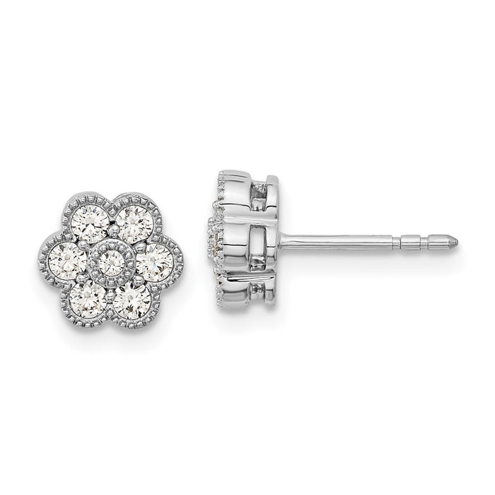 Shop Exclusive 14K White Gold Diamond Stud Earrings - Stylish Floral Design-1