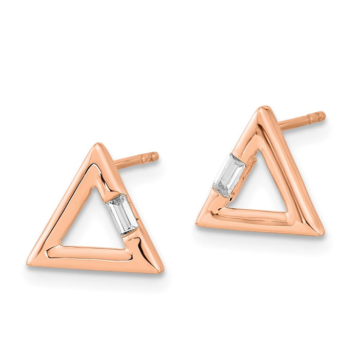 High-Quality 14K Rose Gold Triangle Diamond Stud Earrings - Stylish Value!-1