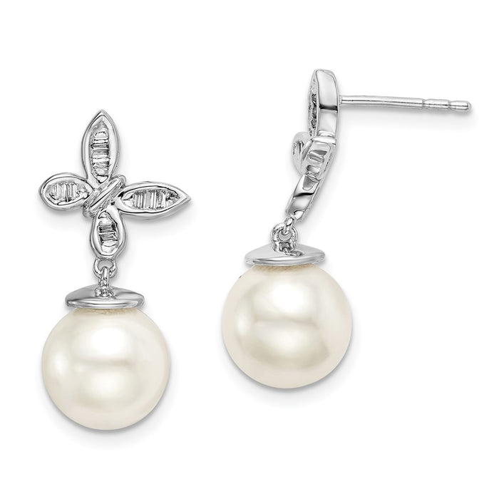 Shop Designer 14K White Gold Butterfly Stud Earrings with Pearl & Diamond | Affordable Luxury-1