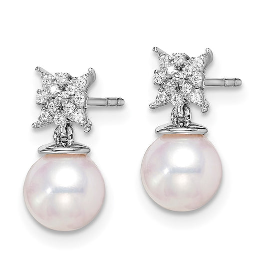 Shop Exclusive 14K White Gold Pearl & Diamond Stud Earrings - Stylish Value!