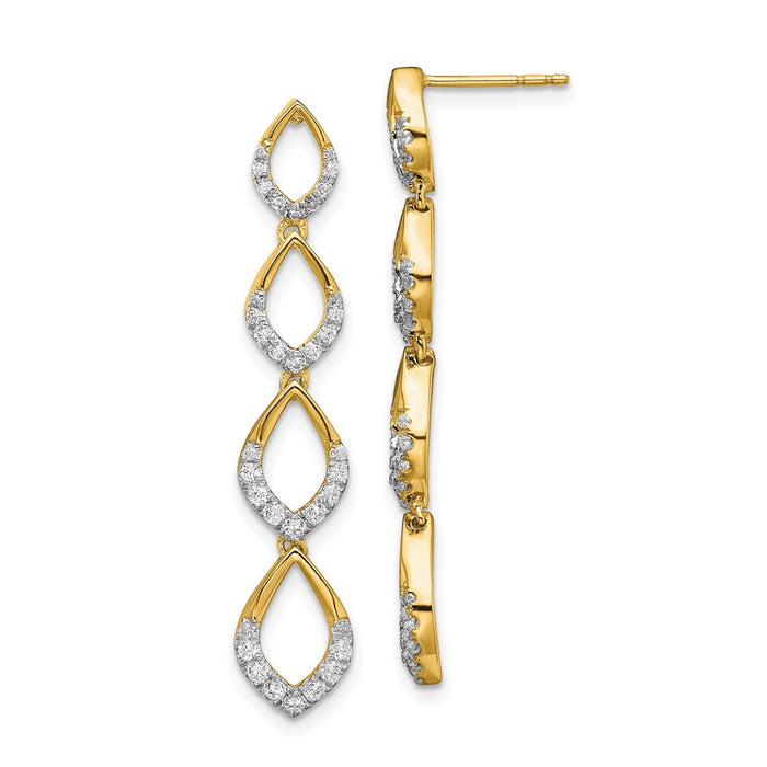 Exclusive 14K Gold Polished Diamond Dangle Earrings - Stylish & Affordable!-1