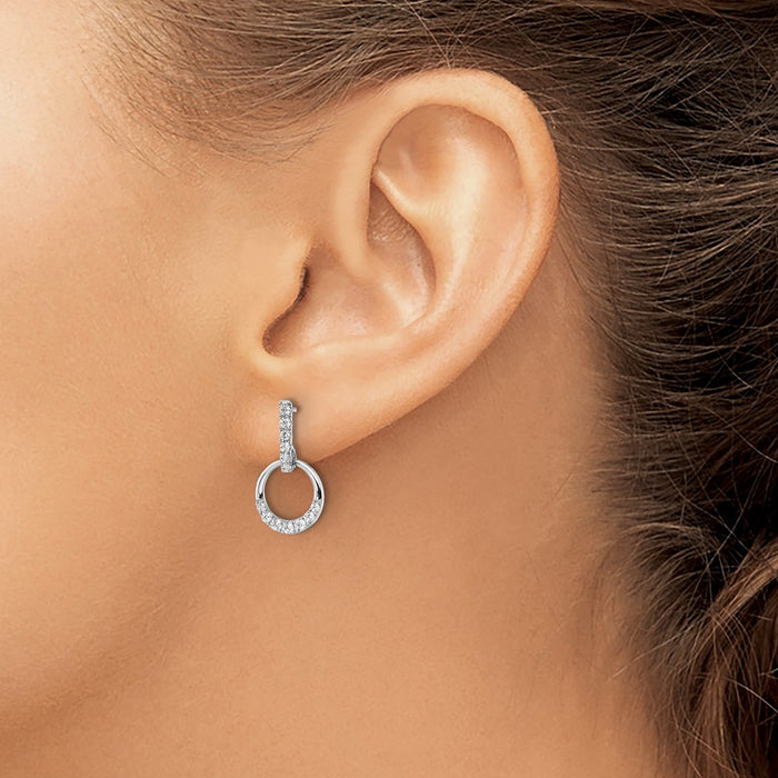 Buy Exclusive 14K White Gold Diamond Circle Dangle Earrings - Stylish & Affordable-3
