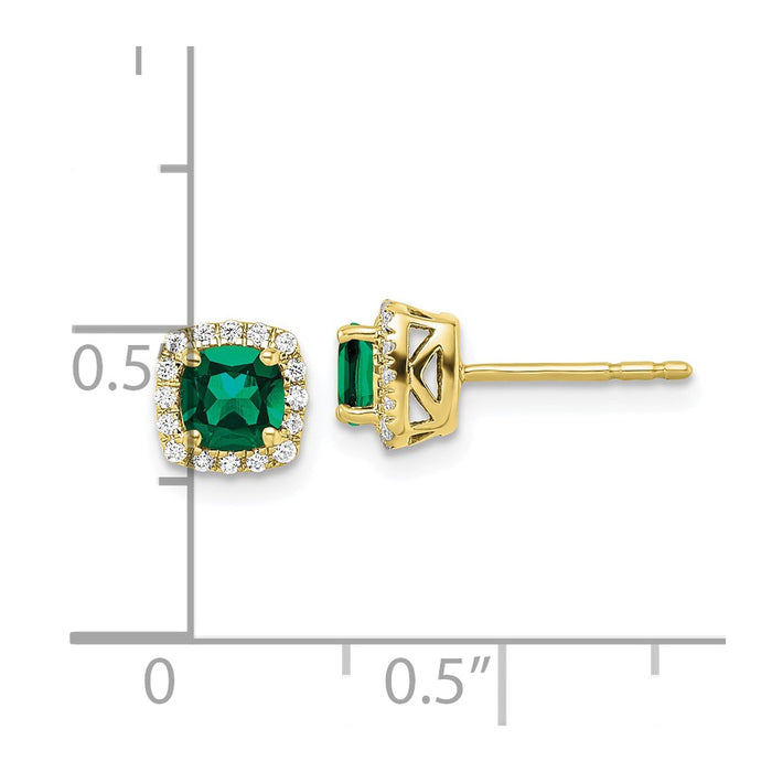 Exclusive 10K Lab-Grown Diamond & Created Emerald Halo Earrings - Stylish Value-4