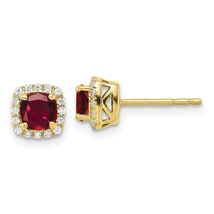 Buy Stylish 10K Lab Grown Diamond & Created Ruby Earrings - 1/10 Carat-1