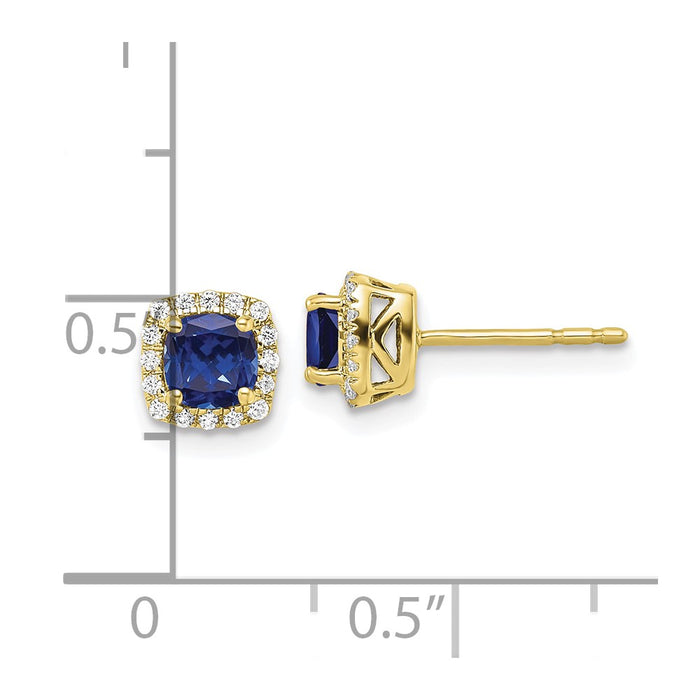 Shop Exclusive 10K Lab Grown Diamond & Created Sapphire Halo Earrings - 1/10 Carat-4