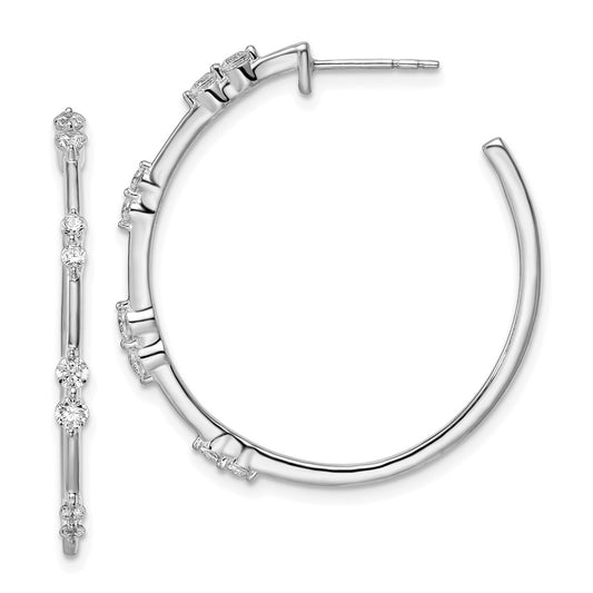 High-Quality 14K White Gold Hoop Earrings with 5/8 Carat Lab-Grown Diamonds - Stylish Value!