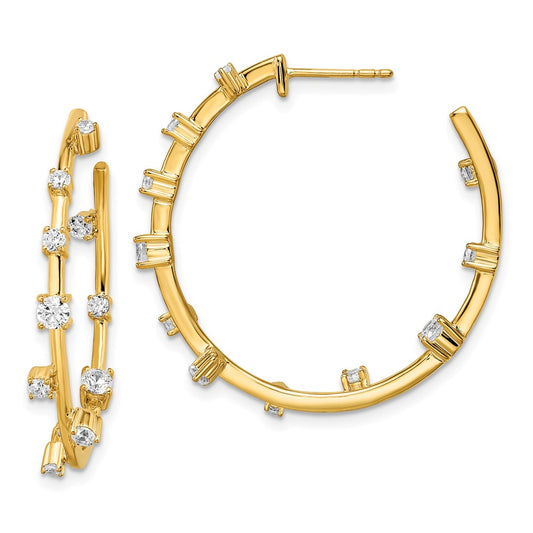 Shop Stylish 14K Gold Hoop Earrings with 1 Carat VS DEF Lab-Grown Diamonds