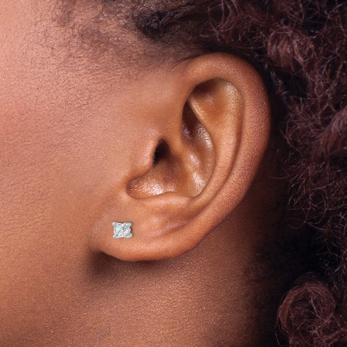 Shop Stylish 14K White Gold 1/2 ct Lab-Grown Diamond Cushion Cut Earrings-3