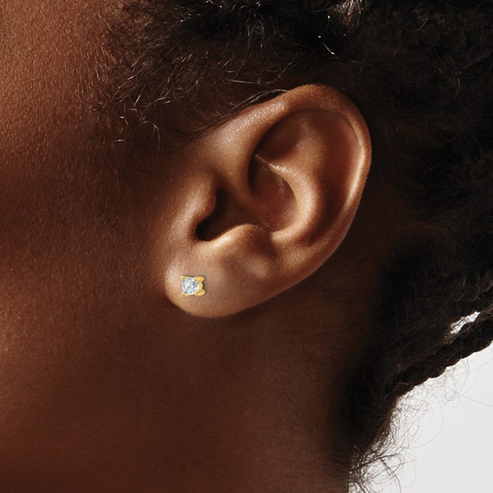 Exclusive 14K Gold 1/2 ct Lab-Grown Diamond Cushion Cut Stud Earrings-3