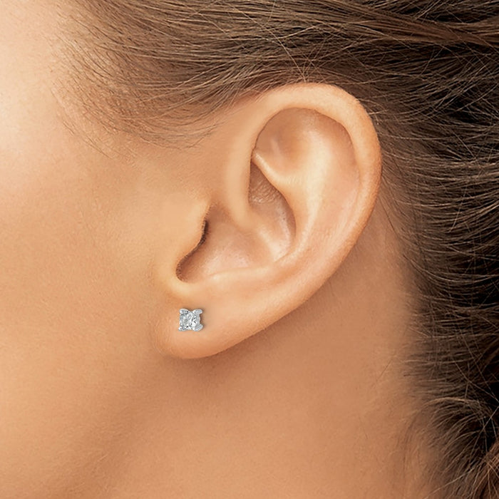 Exclusive 14K White Gold 3/4 ct Lab-Grown Diamond Cushion Stud Earrings-3