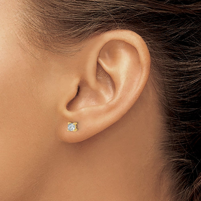 Buy Exclusive 14K Gold 3/4 ct Cushion Stud Earrings - Luxury Lab-Grown Diamonds-3