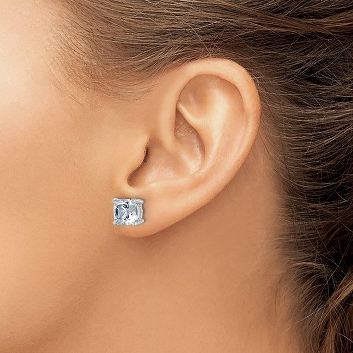 Buy 6 ct Lab-Grown Diamond Cushion Cut Stud Earrings in 14K White Gold - Stylish!-3