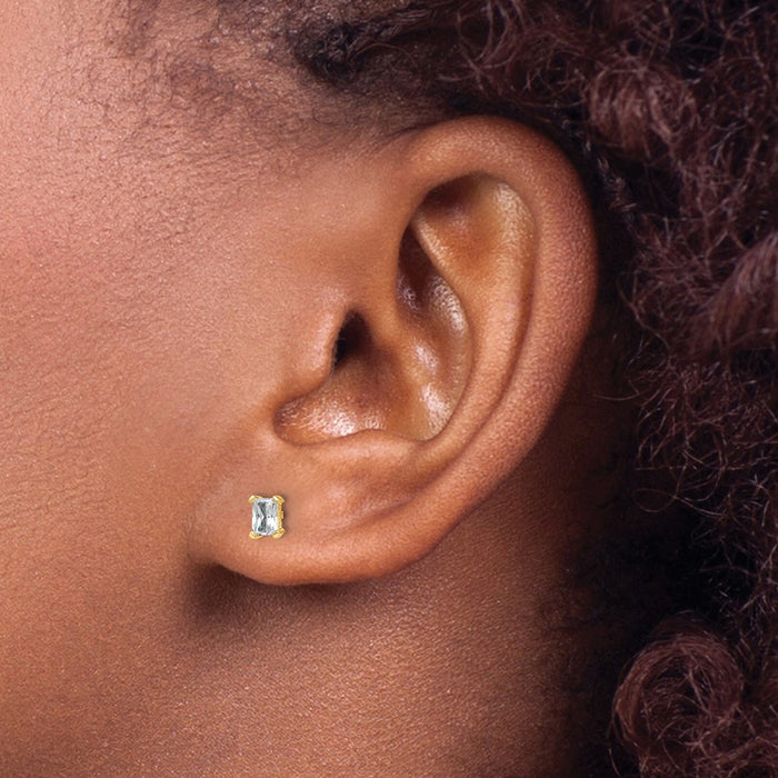 Buy Stylish 14K Yellow Gold 1/2 ct Lab-Grown Diamond Radiant Stud Earrings-3