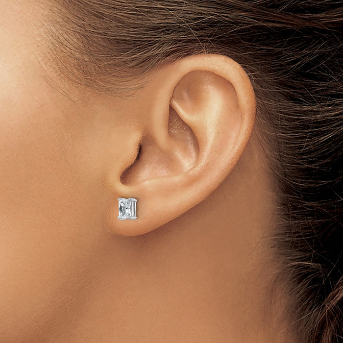 High-Quality 14K White Gold 1 ct Lab-Grown Diamond Stud Earrings - Stylish Value!-3