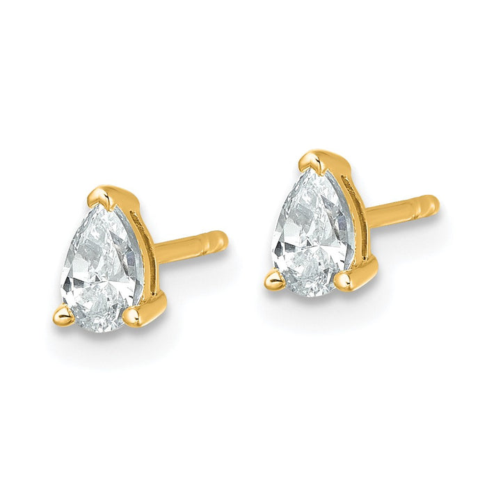 Buy Stylish 14K Yellow Gold Pear-Shaped Diamond Stud Earrings, 1/2 ct.-2