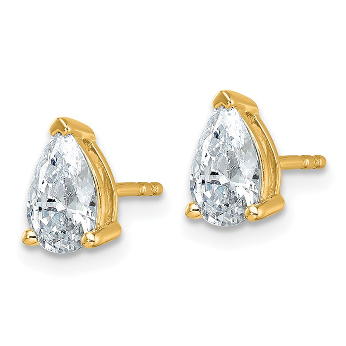 Shop Stylish 14K Yellow Gold Pear-Shaped Stud Earrings with 1.5 ctw Lab-Grown Diamonds-2