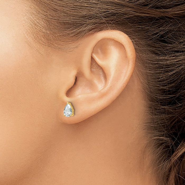 Shop Exclusive 14K Yellow Gold Heavyweight 2 Carat Pear Shape Diamond Studs-3