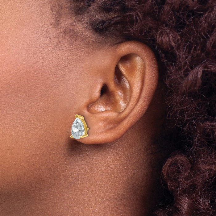 Shop Stylish 14K Gold Pear-Shaped Stud Earrings with 5 Carat Lab-Grown Diamonds-3