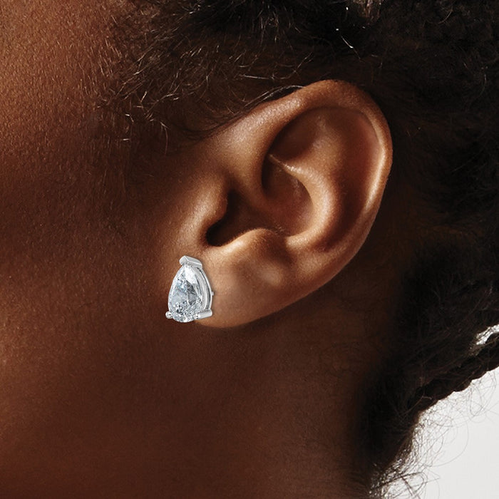Shop Stylish 14K White Gold 6 ct Lab-Grown Diamond Pear-Shaped Stud Earrings-3