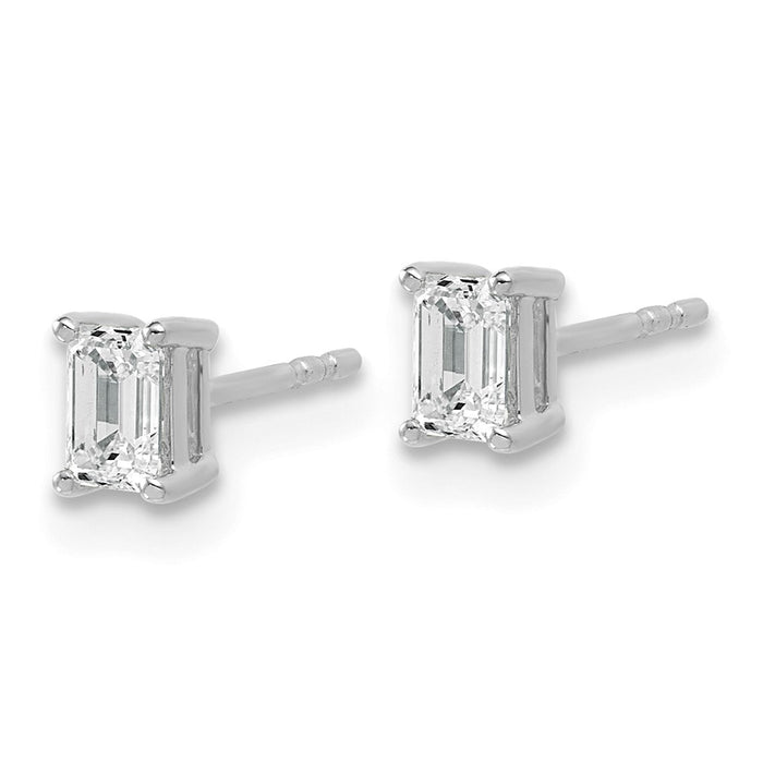 Shop Exclusive 14K White Gold 3/4 ct Lab-Grown Diamond Emerald Cut Stud Earrings-2