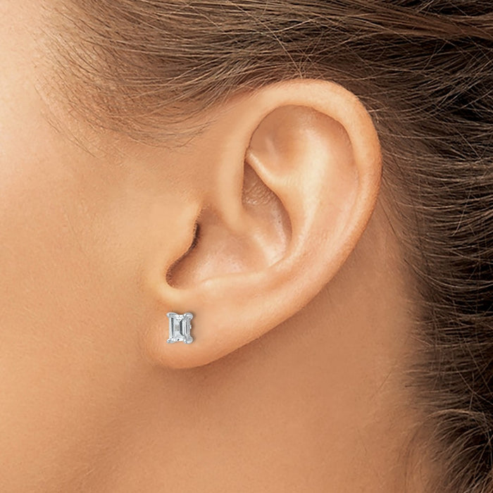 High-Quality 14K White Gold 1 ct VS+ F+ Emerald Stud Earrings - Luxury Value!-3