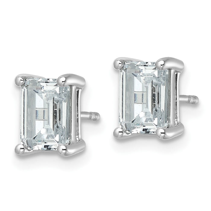 High-Quality 14K White Gold 3 ct Lab-Grown Diamond Emerald Stud Earrings-2