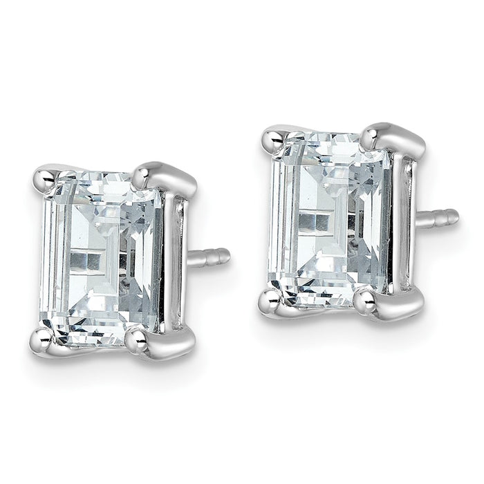 Buy Exclusive 14K White Gold 5 ct Lab-Grown Diamond VS+ Emerald Stud Earrings-2