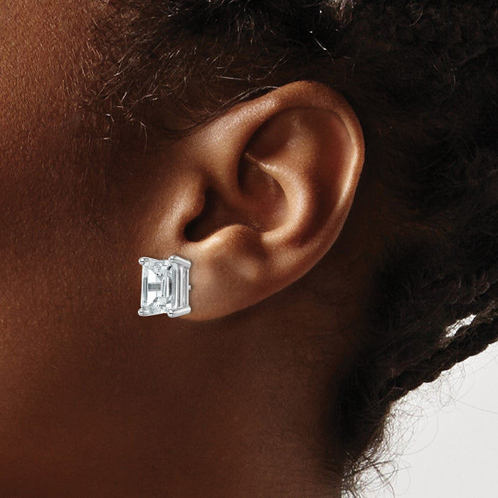 Buy Exclusive 14K White Gold 6 ct Lab-Grown Diamond Emerald Stud Earrings-3