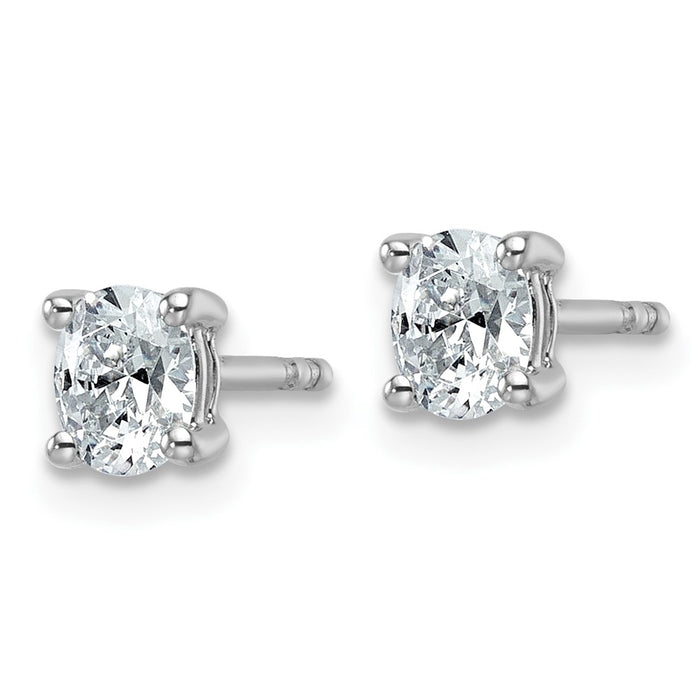 Exclusive 14K White Gold 1/2 ct Lab-Grown Diamond Oval Stud Earrings - Stylish Design!-2