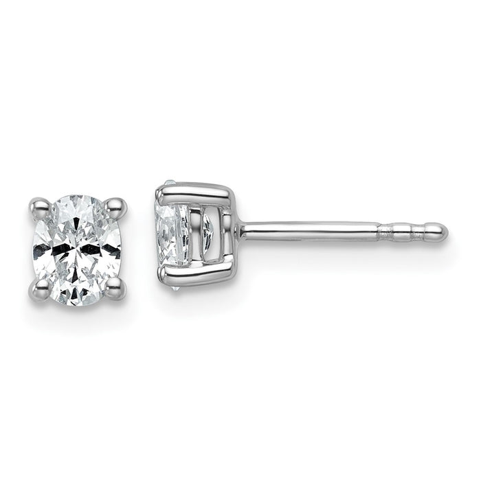 Exclusive 14K White Gold 1/2 ct Lab-Grown Diamond Oval Stud Earrings - Stylish Design!-1