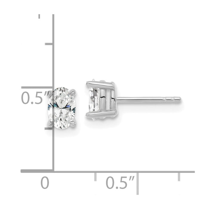 Buy Stylish 14K White Gold Heavyweight Oval Lab-Grown Diamond Studs - 2/3 ct-4
