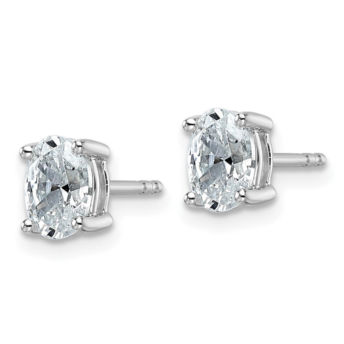 Buy Designer 14K White Gold 3 Carat Lab-Grown Diamond Oval Stud Earrings-2