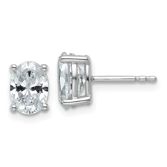 High-Quality 14K White Gold 2 Carat Lab-Grown Diamond Oval Stud Earrings