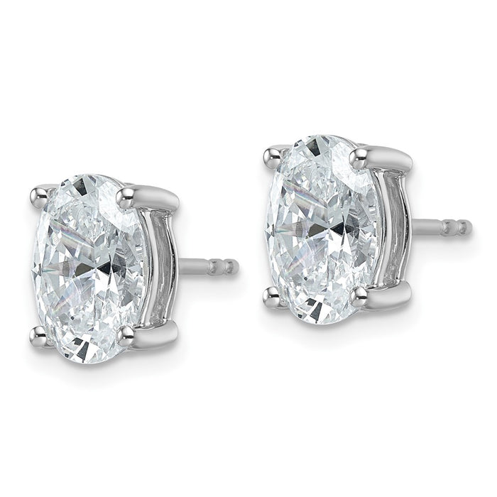 High-quality 14K White Gold 4 ct Oval Lab Grown Diamond Stud Earrings, Stylish Value-2