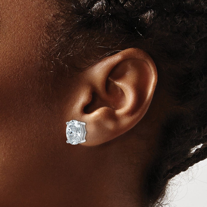 High-Quality 14K White Gold 5 ct Lab-Grown Diamond Oval Stud Earrings - Stylish Design-3