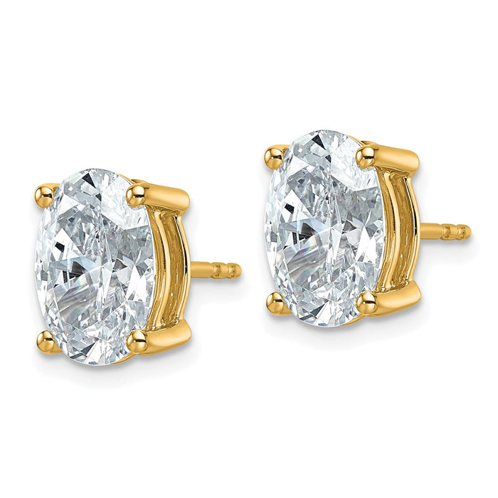 Shop Stylish 14K Yellow Gold 5 Carat Lab-Grown Diamond Oval Stud Earrings-2