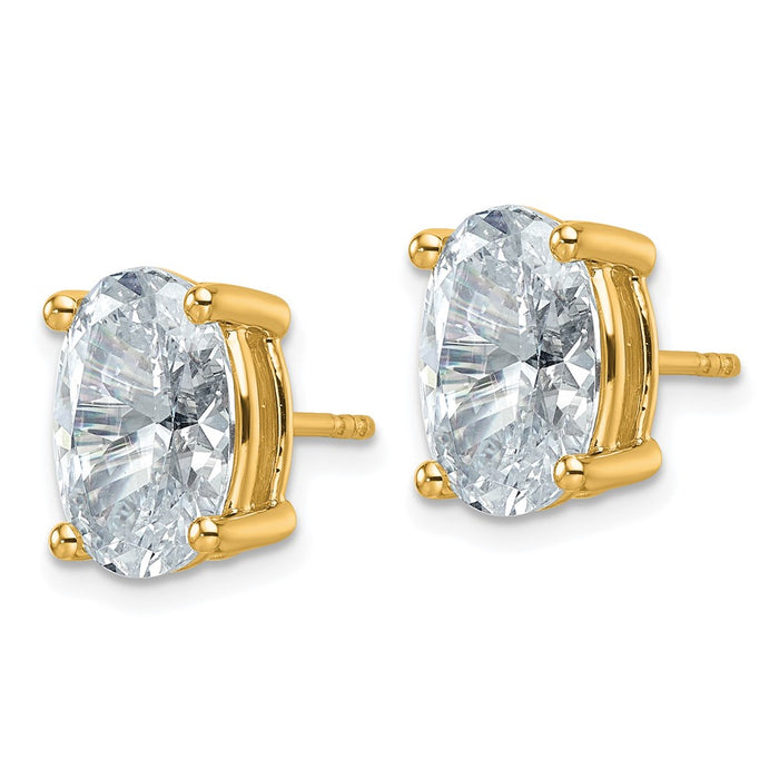 Shop Luxury 14K Yellow Gold 6 Carat Lab-Grown Diamond Oval Stud Earrings-2