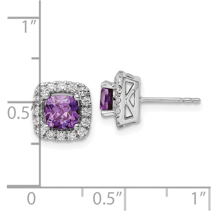 Buy Exclusive 14K White Gold Halo Earrings with Amethyst & 3/8 Carat Diamond-4