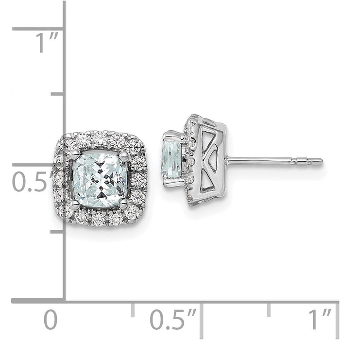 High-Quality 14K White Gold Aquamarine Earrings with 3/8 Carat Diamond - Stylish Gift-4