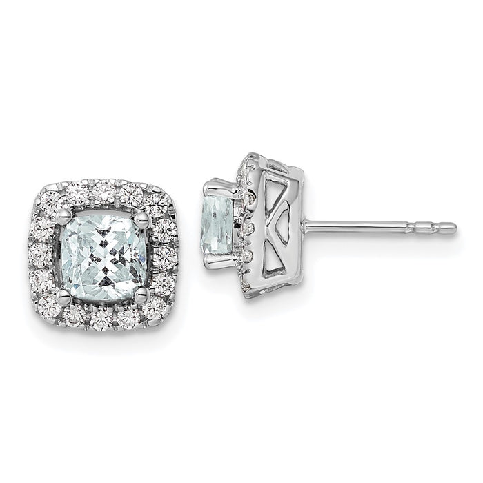 High-Quality 14K White Gold Aquamarine Earrings with 3/8 Carat Diamond - Stylish Gift-1