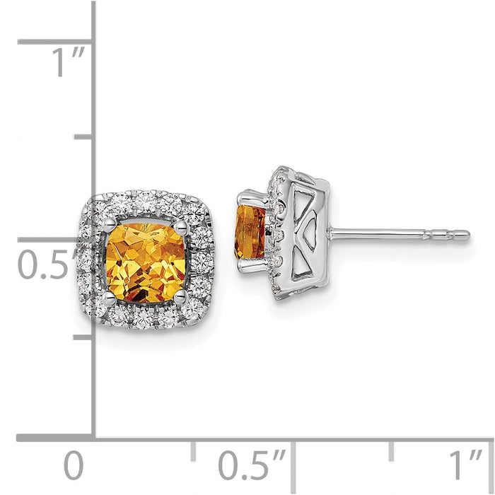 Exclusive 14k White Gold Halo Earrings with 3/8 Carat Diamonds & Citrine-4