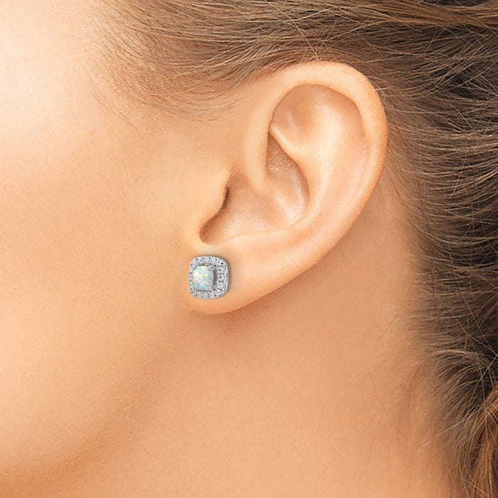 Exclusive 14K White Gold 3/8 Carat Lab-Grown Diamond Halo Earrings-3