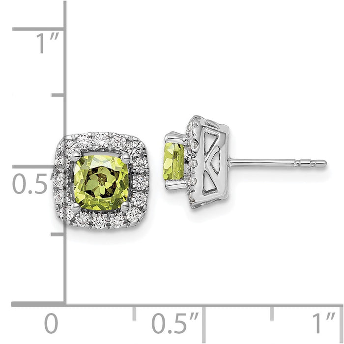 Buy Exclusive 14K White Gold Halo Earrings - 3/8 Carat Lab-Grown Diamonds & Peridot-4