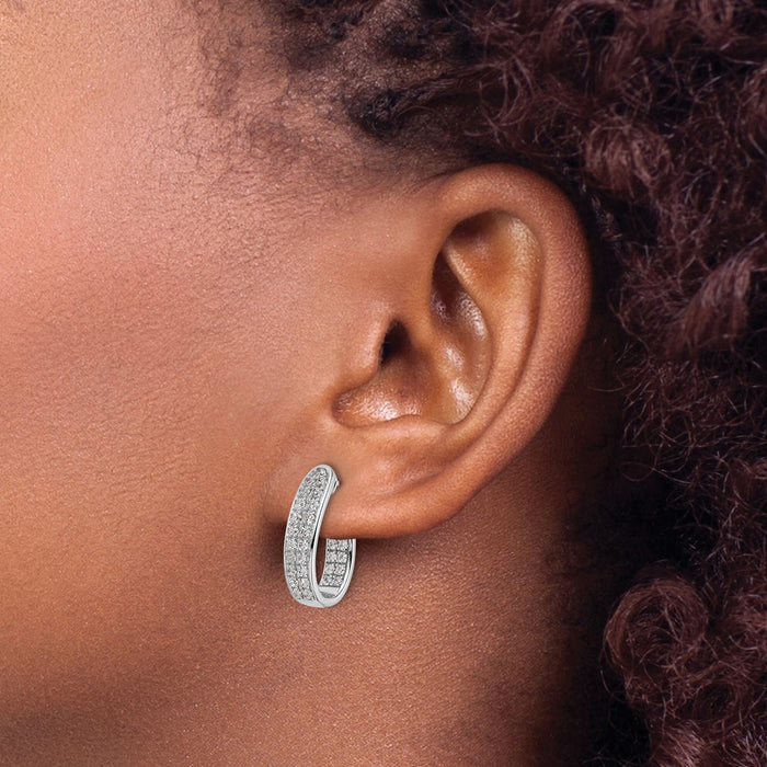 Exclusive 1 Carat Lab-Grown Diamond J-Hoop Earrings in 14K White Gold-3