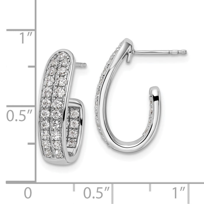 Exclusive 1 Carat Lab-Grown Diamond J-Hoop Earrings in 14K White Gold-4