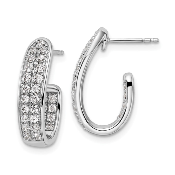 Exclusive 1 Carat Lab-Grown Diamond J-Hoop Earrings in 14K White Gold-1