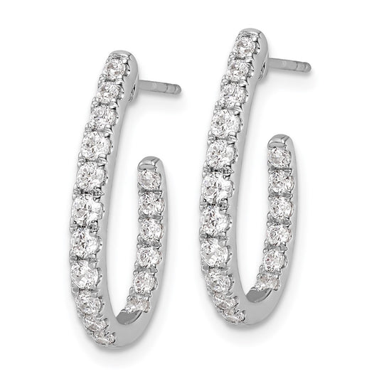 Buy Exclusive 14K White Gold J-Hoop Earrings with 1 Carat Lab-Grown Diamond