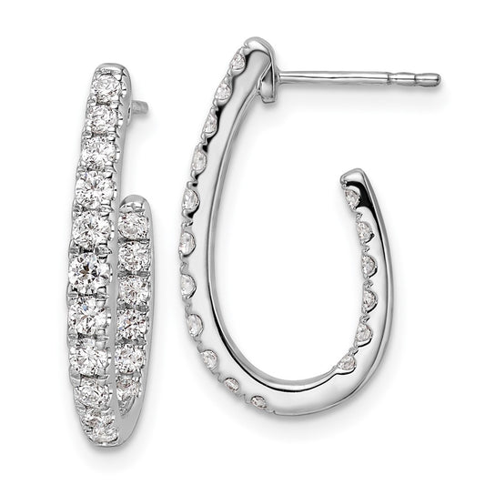 Buy Exclusive 14K White Gold J-Hoop Earrings with 1 Carat Lab-Grown Diamond