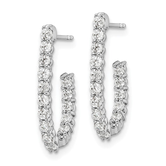 Buy Exclusive 14K White Gold J-Hoop Earrings with 1 Carat Lab-Grown Diamond