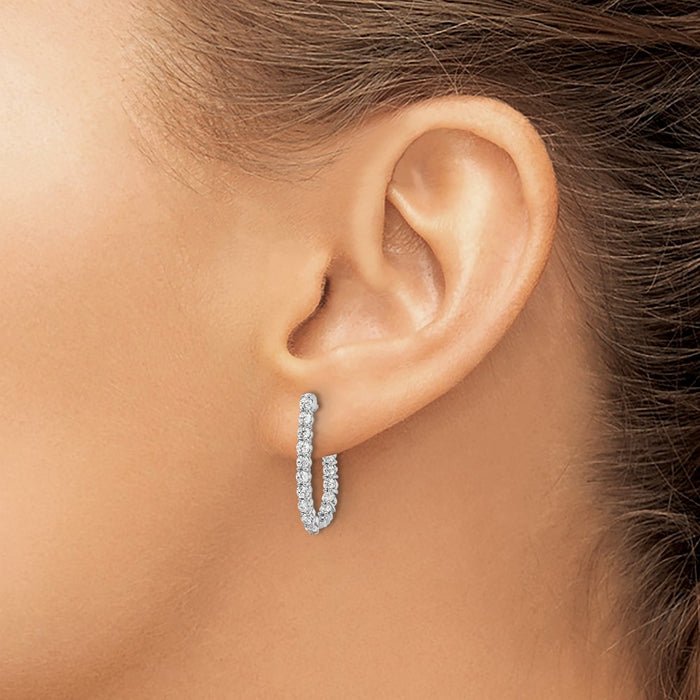 Buy Exclusive 14K White Gold J-Hoop Earrings with 1 Carat Lab-Grown Diamond-3